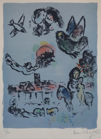 Marc Chagall Nocturne At Vence 1963 Lithograph